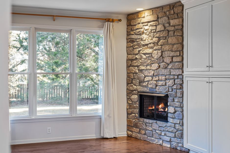 Stone fireplace